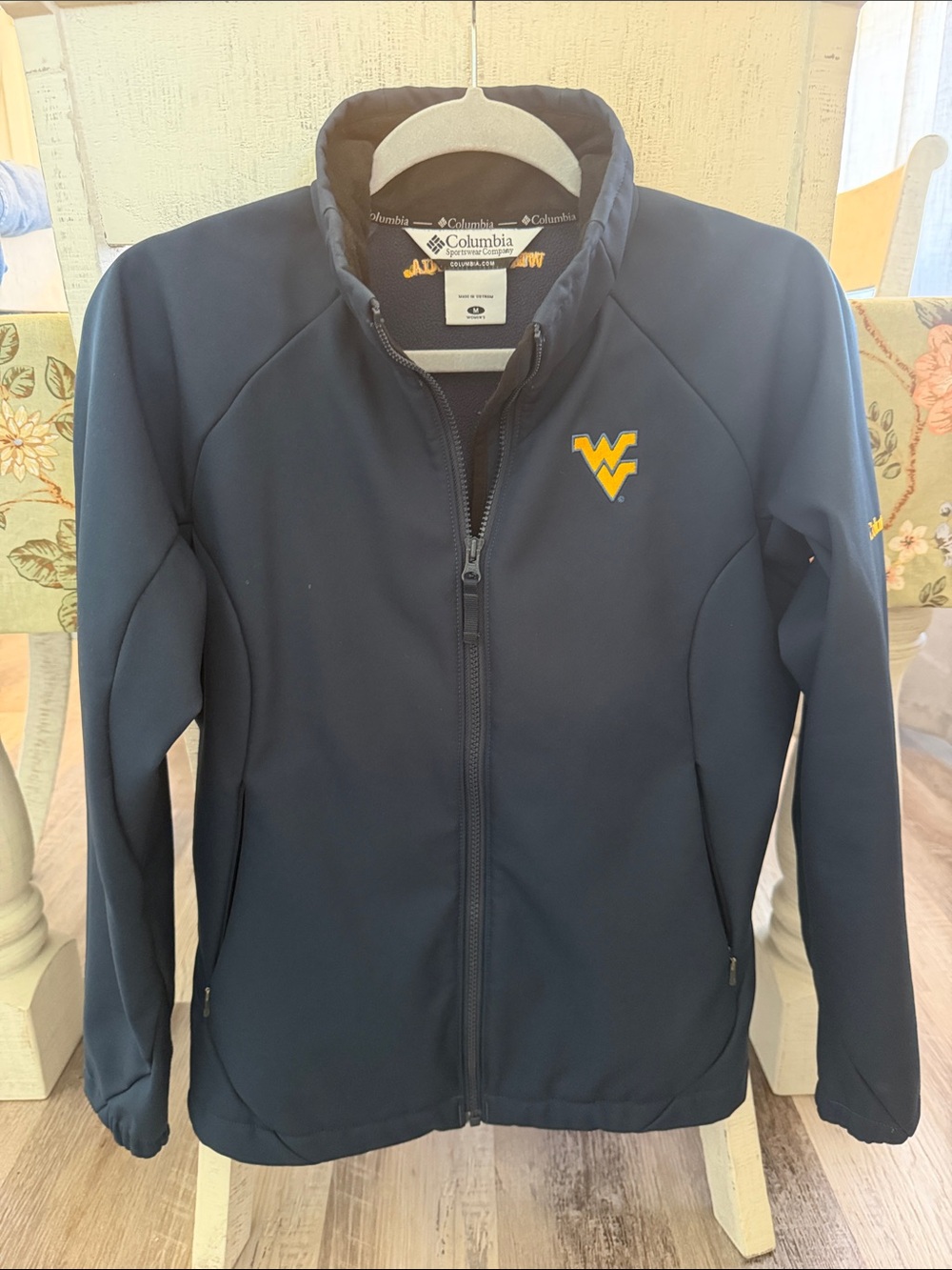 Columbia Navy Softshell Jacket with Yellow WV Logo